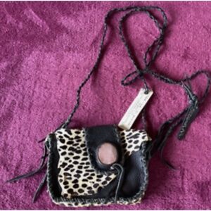 NWT TSA  LA GI Bag Co Handmade Sedona AZ Leather Deerskin Faux Jaguar Crossbody